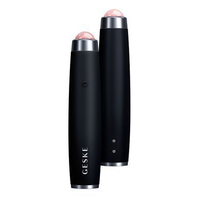 Ручка-масажер для обличчя з рожевим кварцом GESKE SmartAppGuided Sonic Rose Quartz LED Depuffing Pen 8in1 black