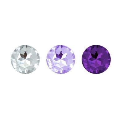 Набор силиконовых анальных пробок с кристаллом Rianne S: Booty Plug Set Purple, диаметр 3,2см, 3,5см, 4,2см