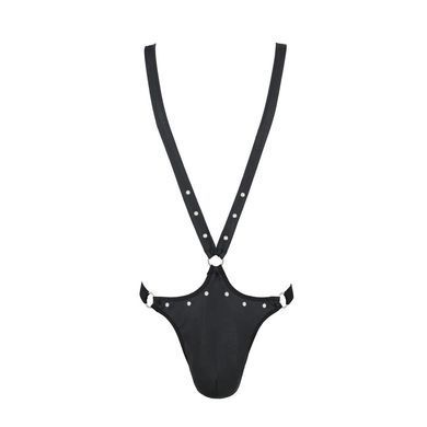 Мужское боди с люверсами Passion 028 HARRY S/M Black, экокожа, на лямках