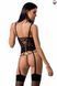 Корсет с пажами PERDITA CORSET black S/M - Passion Exclusive, стрэпы,трусики, укороченный