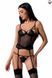 Корсет с пажами PERDITA CORSET black S/M - Passion Exclusive, стрэпы,трусики, укороченный