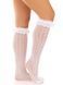 Гольфы ажурные Leg Avenue Sweetheart Ruffle Cuff Knee Highs, белые, рисунок-сердечки