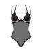 Прозрачное боди Obsessive Selinne teddy M/L Black, мелкая сетка, двойные бретели