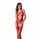 Бодістокінг Passion BS057 red, комбінезон, імітація панчох і пояса