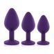 Набор силиконовых анальных пробок с кристаллом Rianne S: Booty Plug Set Purple, диаметр 3,2см, 3,5см, 4,2см