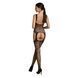 Бодистокинг Passion ECO BS008 black, с доступом, флористический декор, имитация подвязок
