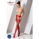 Сетчатые чулки-стокинги Passion S018 One Size, Red, имитация пояса, сетка с вертикальными полосками
