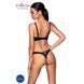 Комплект Passion CELINE BIKINI 2XL/3XL black открытый бра с лентами стринги со шнуровкой, экокожа