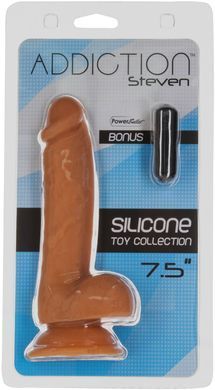 Фаллоимитатор ADDICTION Steven 7.5" Silicone Dong Caramel, вибропуля в подарок