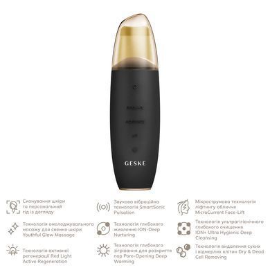 Мікрострумовий скрабер для шкіри та усунення чорних точок GESKE MicroCurrent Skin Scrubber&Blackhead Remover 9в1 gray