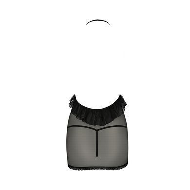 Сорочка прозрачная приталенная Passion ERZA CHEMISE S/M, black, трусики