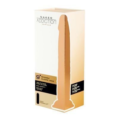 Фаллоимитатор Naked Addiction &mdash; 9&Prime; Silicone Dual Density Bendable Dildo Vanilla, вибропуля в подарок