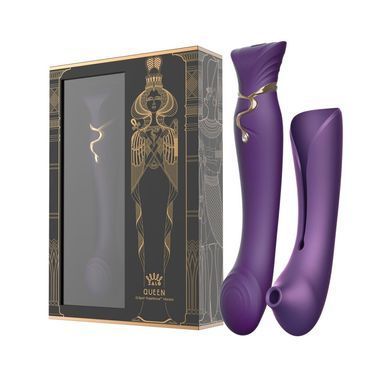 Смартвибратор 3в1 Zalo &mdash; Queen Set Twilight Purple, пульсирующая жемчужина и вакуум, кристалл Swarovski