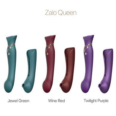 Смартвибратор 3в1 Zalo &mdash; Queen Set Twilight Purple, пульсирующая жемчужина и вакуум, кристалл Swarovski