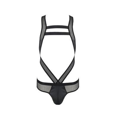 Мужское эротическое сетчатое боди Passion 045 VICTOR S/M Black, экокожа, сетка