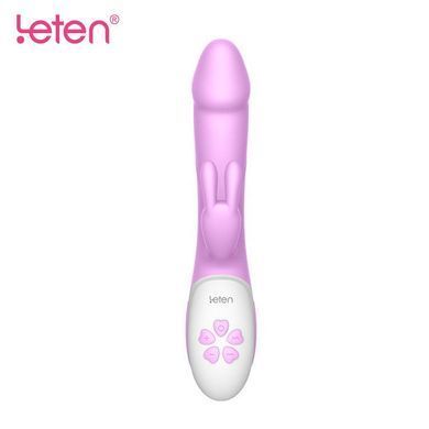 Вібратор-кролик з масажними стволом і підігрівом Leten Alina Purple, два мотори