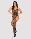 (SALE) Ажурный бодистокинг под паутину Obsessive Bodystocking G325 black S/M/L, черный, комбинезон, имитаци